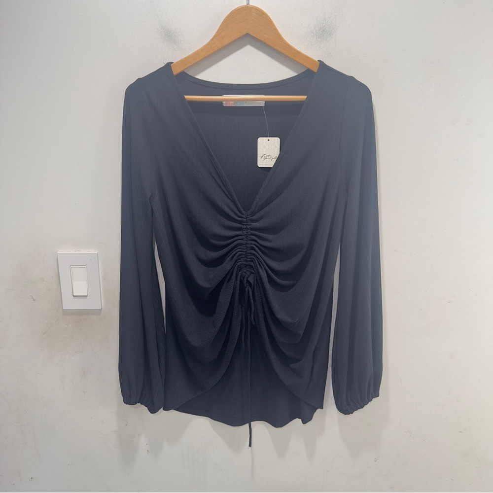 NWT Free people beach Black Ruched Top